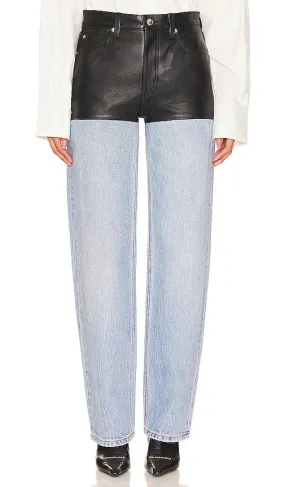 Alexander Wang Leather Stacked Hem in Blue