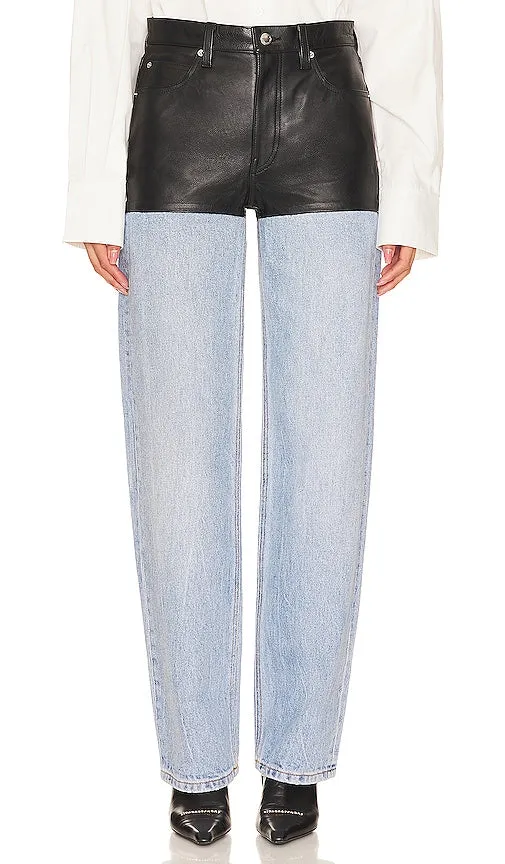 Alexander Wang Leather Stacked Hem in Blue