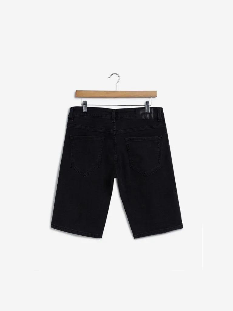 Black Distressed Slim-Fit Hendrix Shorts
