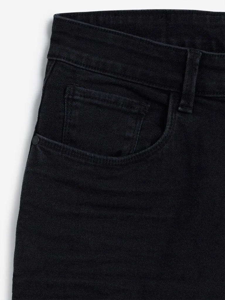 Black Distressed Slim-Fit Hendrix Shorts
