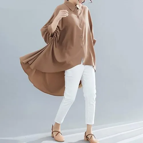 Cozy Vibes Batwing Sleeve High Low Shirt