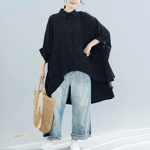 Cozy Vibes Batwing Sleeve High Low Shirt