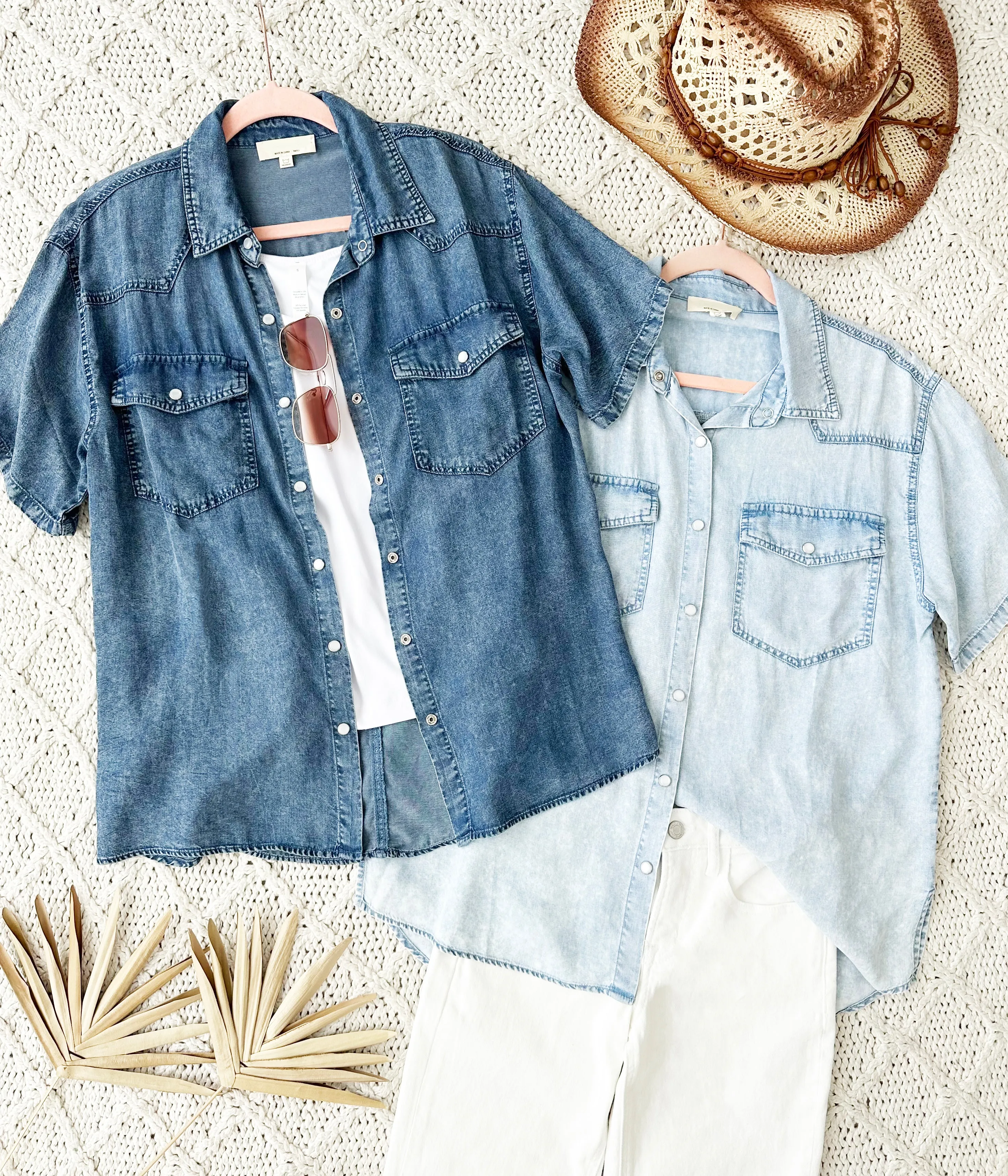 Denim Snap Button Tops - 2 colors!
