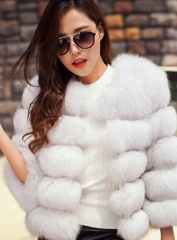 Fur Coat Elegant Thick Warm Outerwear Fake Fur