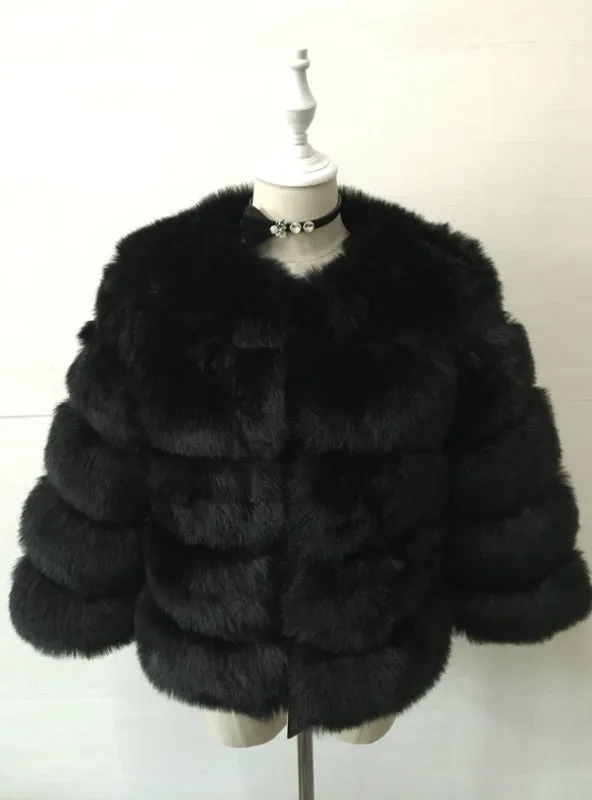 Fur Coat Elegant Thick Warm Outerwear Fake Fur