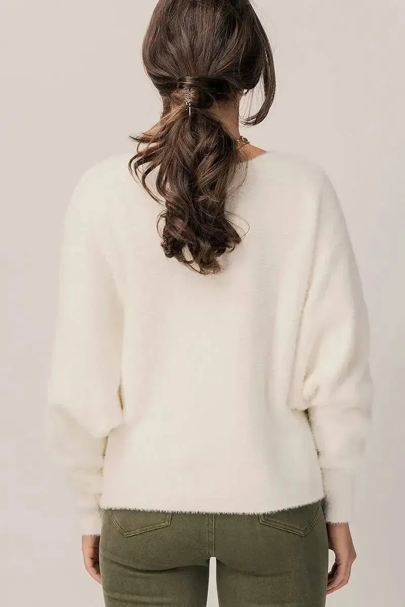 Fuzzy Whip Cream Knit Dolman Sweater