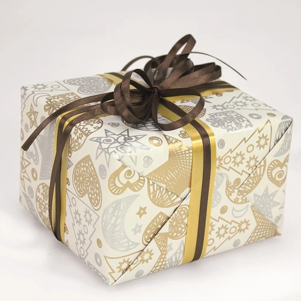 Gift Wrap Sheets - Sketch Gold and Silver Xmas (Pack of 25 sheets)