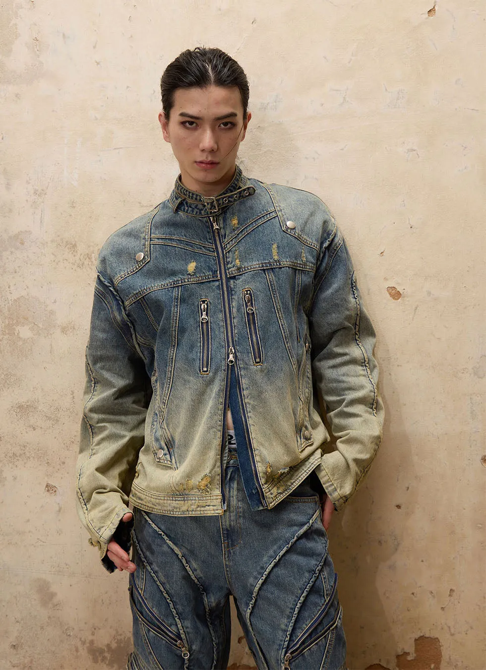 Gradient Fade Denim Jacket