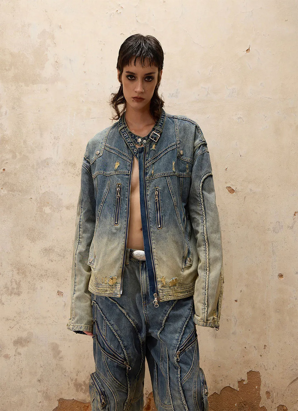 Gradient Fade Denim Jacket