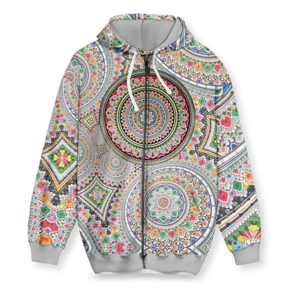 Infinite Mandala Men's Zip-Up Hoodie