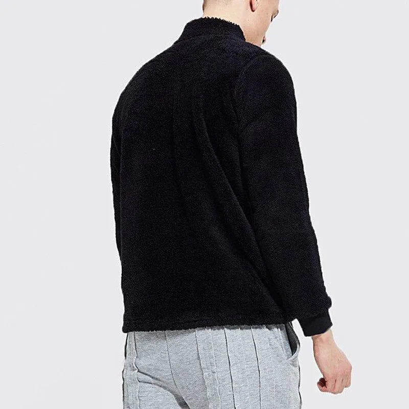 Mens Fuzzy Sherpa Pullover Long Sleeve Fleece Sweatshirts