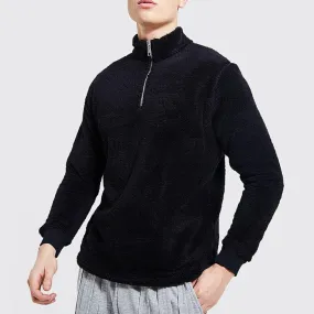 Mens Fuzzy Sherpa Pullover Long Sleeve Fleece Sweatshirts