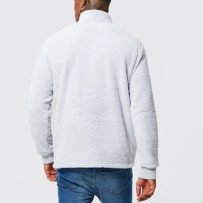 Mens Fuzzy Sherpa Pullover Long Sleeve Fleece Sweatshirts