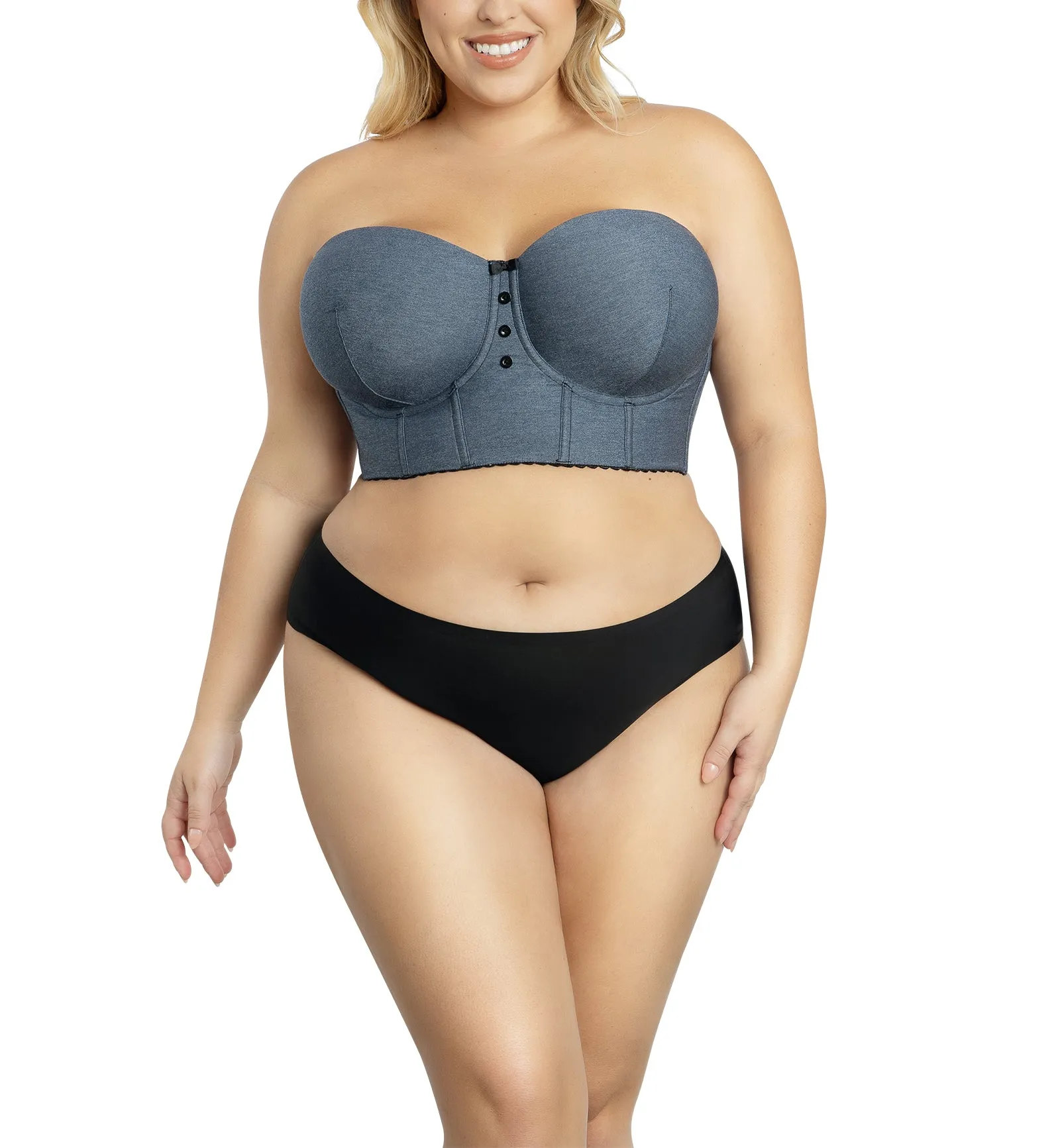 Parfait Dolly Longline Strapless Underwire Bustier (P50118) - Dark Blue Denim