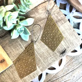 Patterned Brass Earrings
