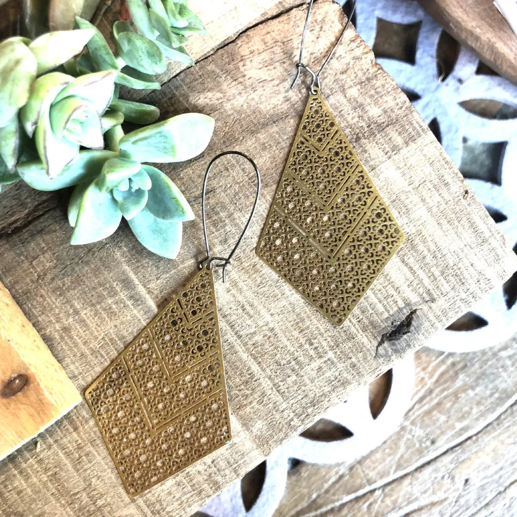 Patterned Brass Earrings