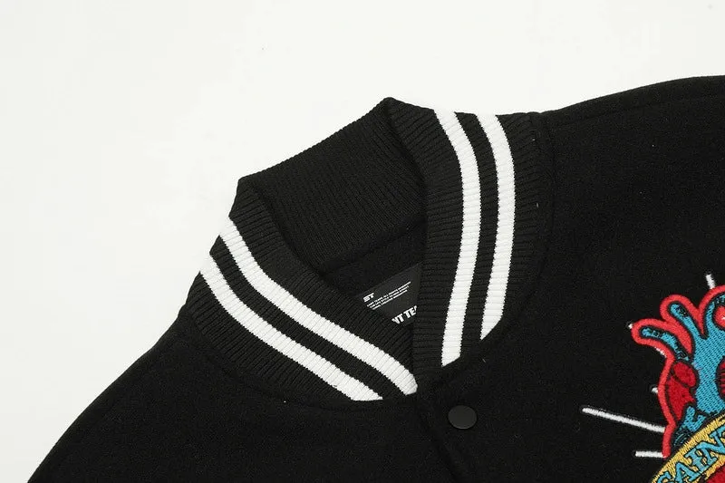 Saint Tears Embroidery Baseball Jacket Coat Men Women Best Quality Heavy Fabric Clothing