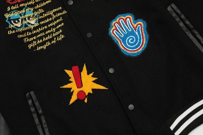 Saint Tears Embroidery Baseball Jacket Coat Men Women Best Quality Heavy Fabric Clothing