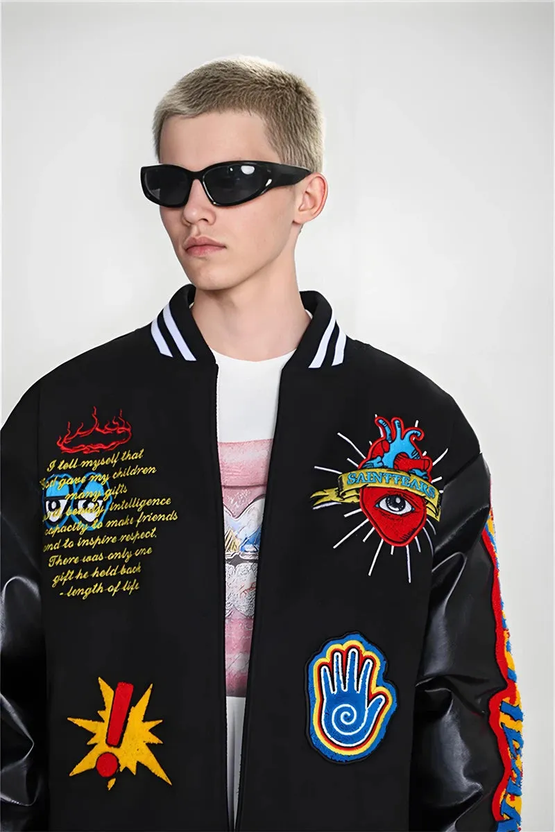 Saint Tears Embroidery Baseball Jacket Coat Men Women Best Quality Heavy Fabric Clothing
