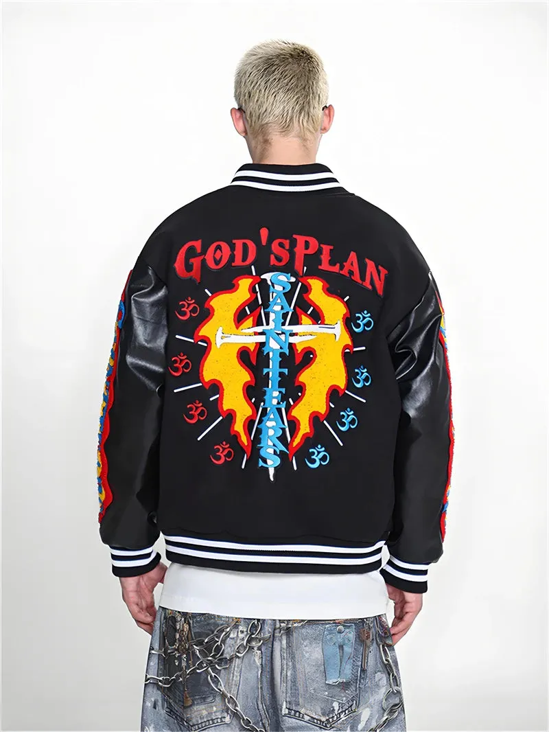 Saint Tears Embroidery Baseball Jacket Coat Men Women Best Quality Heavy Fabric Clothing