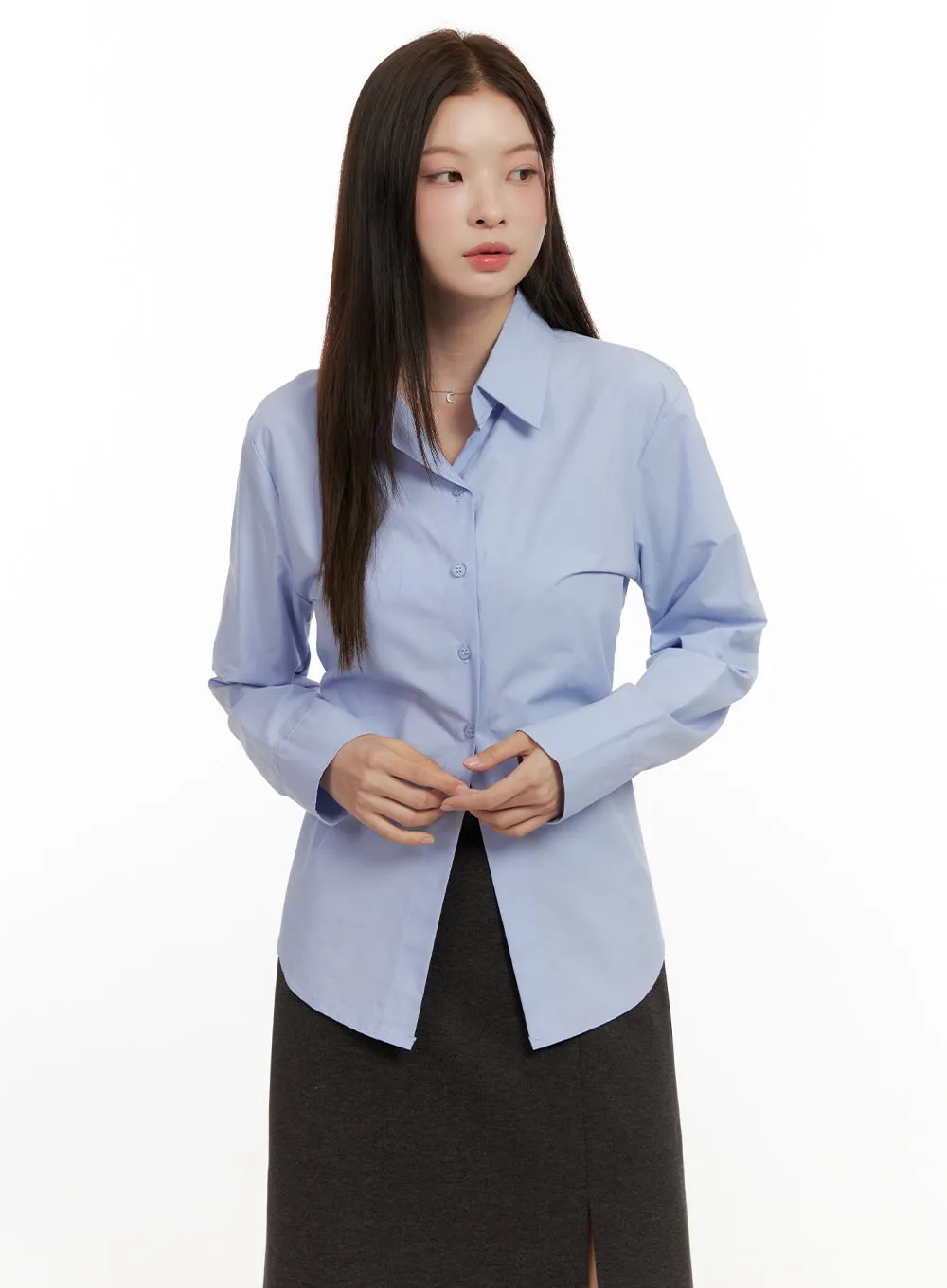 Shirred Detail Slim-Fit Shirt ON422
