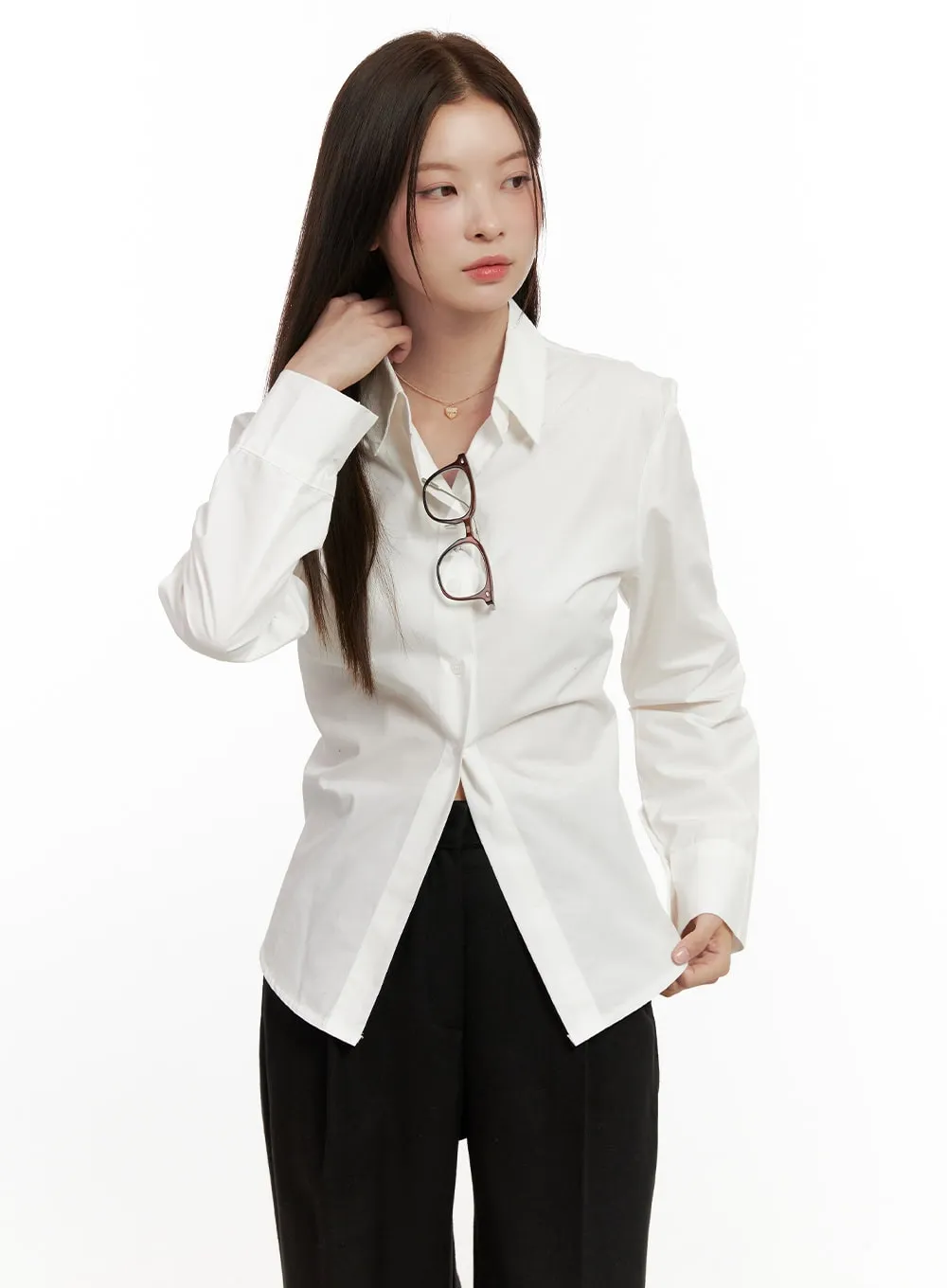 Shirred Detail Slim-Fit Shirt ON422