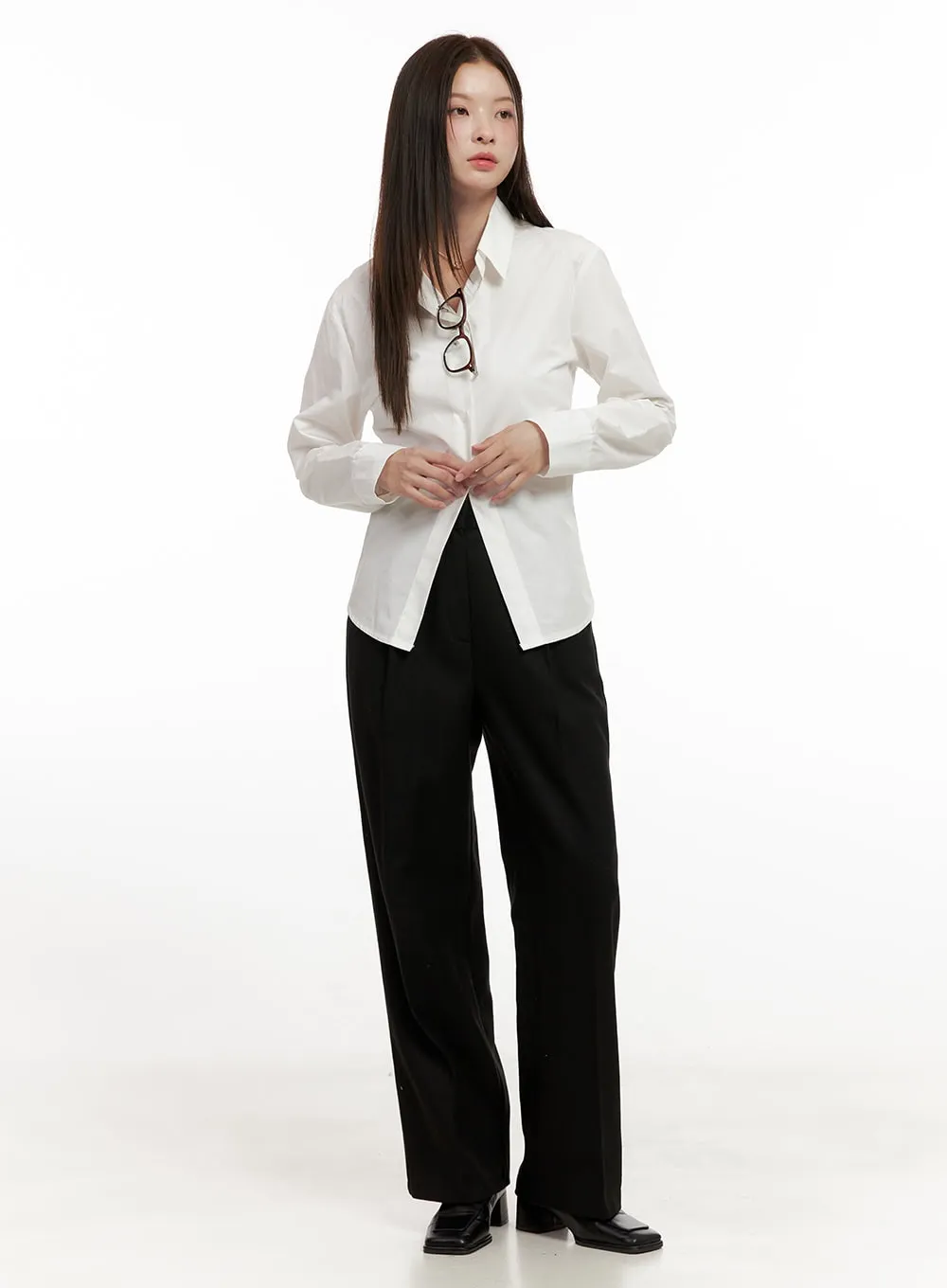 Shirred Detail Slim-Fit Shirt ON422