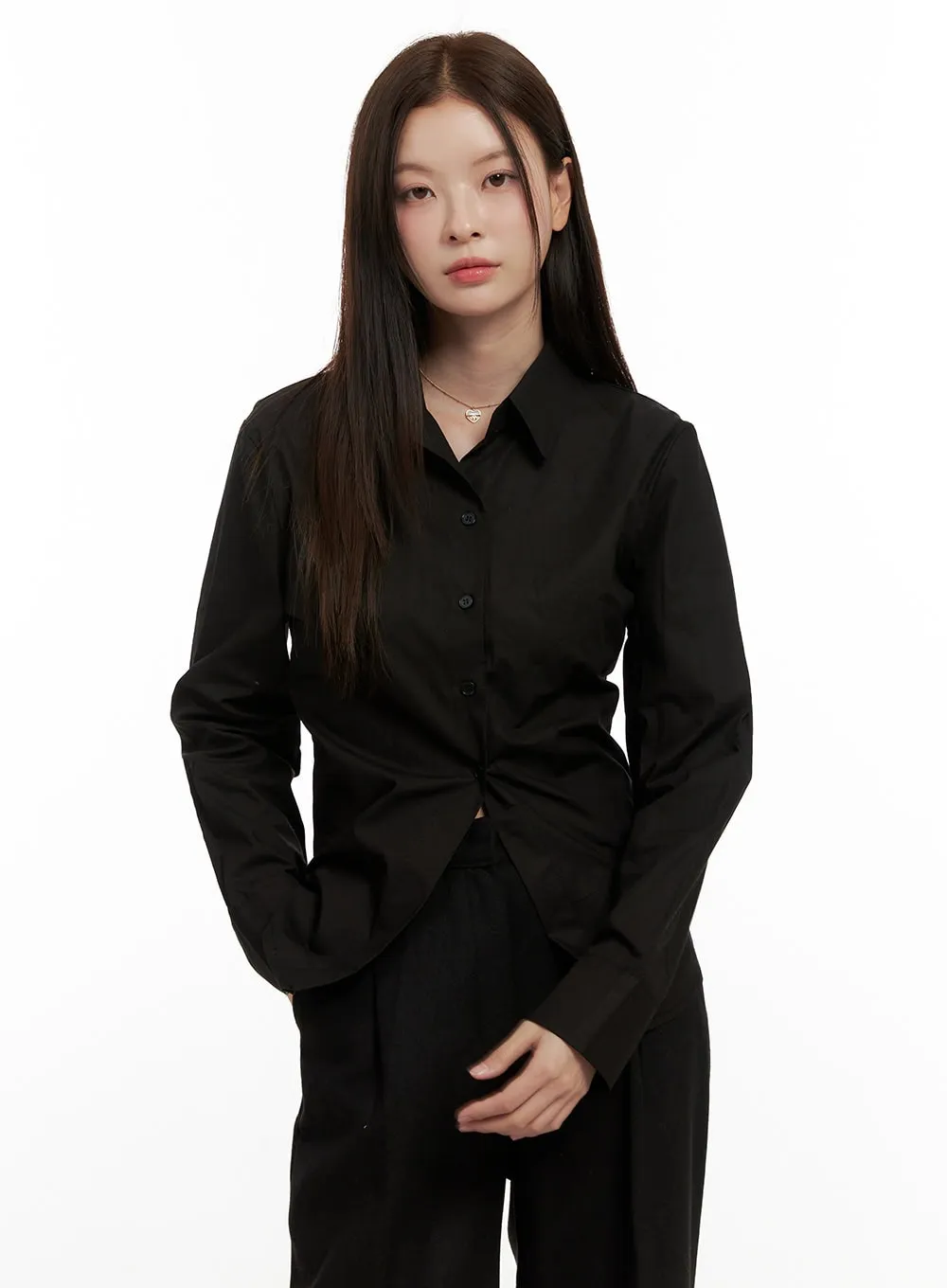 Shirred Detail Slim-Fit Shirt ON422