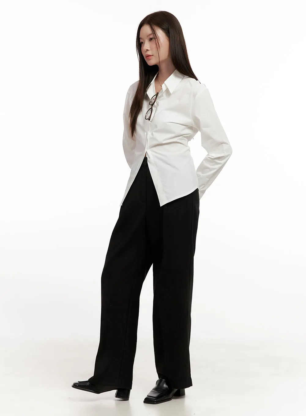 Shirred Detail Slim-Fit Shirt ON422