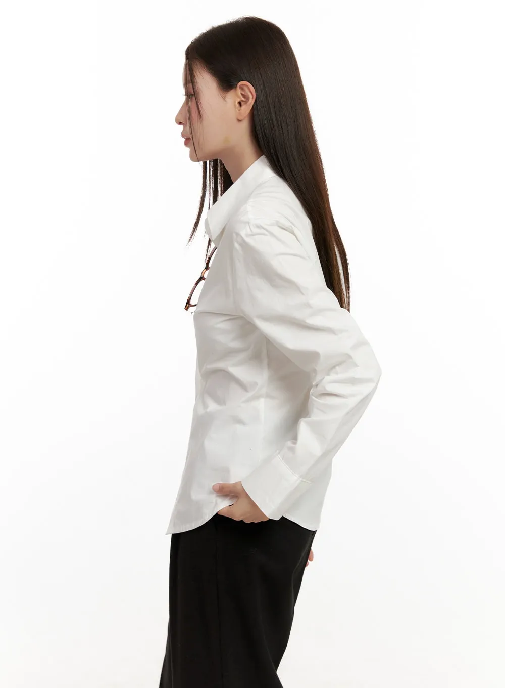 Shirred Detail Slim-Fit Shirt ON422