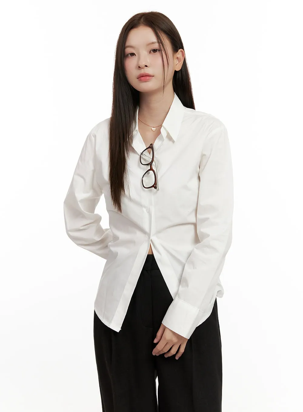 Shirred Detail Slim-Fit Shirt ON422