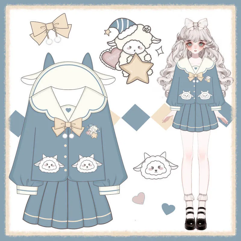 [Soft Sheep] JK cute blue uniform set