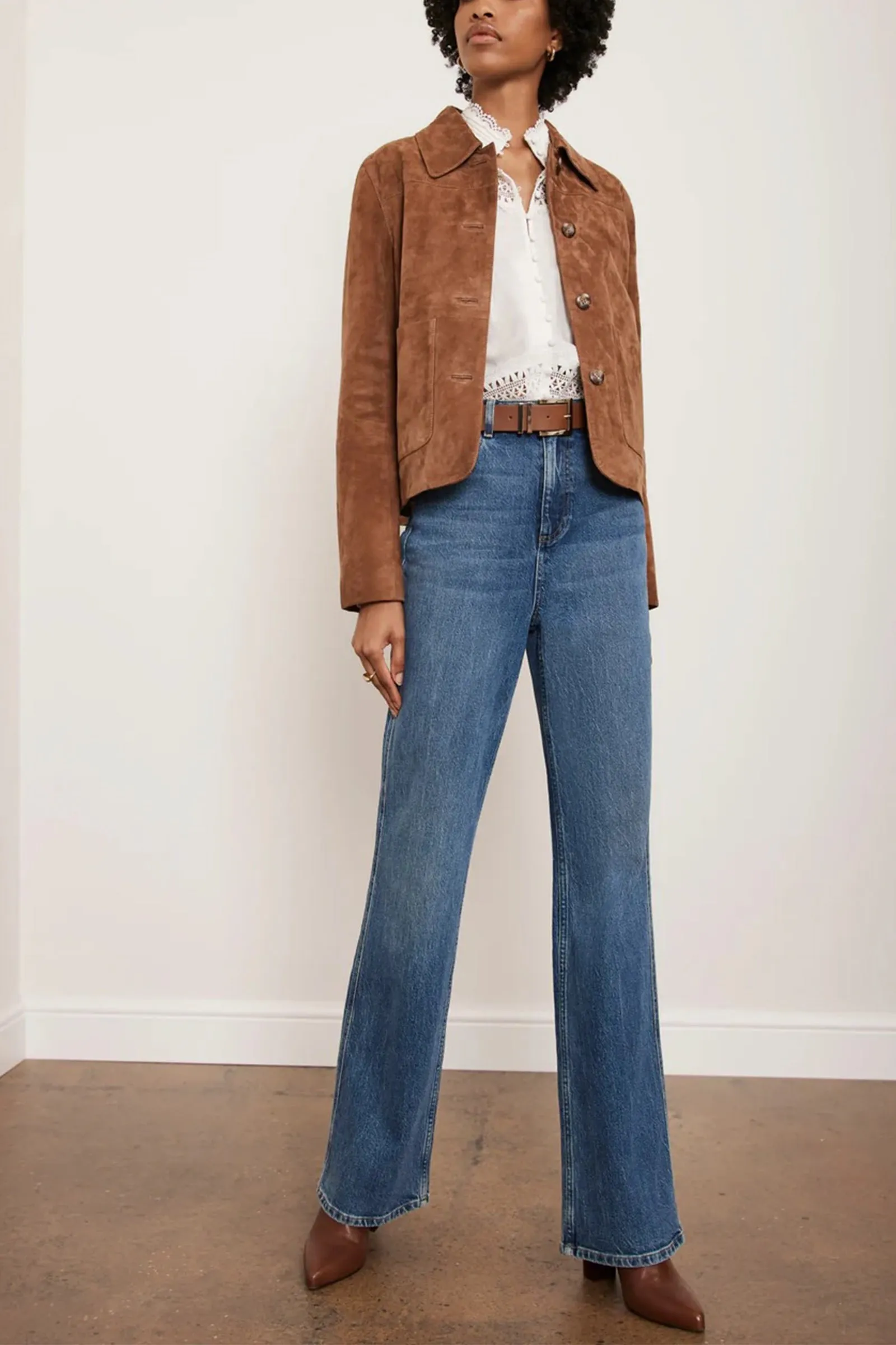 Tan Suede Pocket Detail Jacket