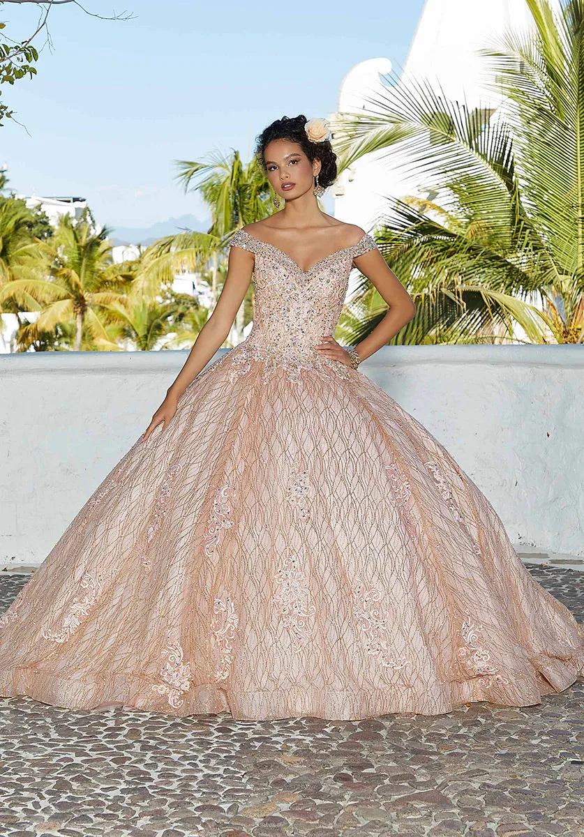 Vizcaya by Morilee Patterned Glitter Quince Dress 89357