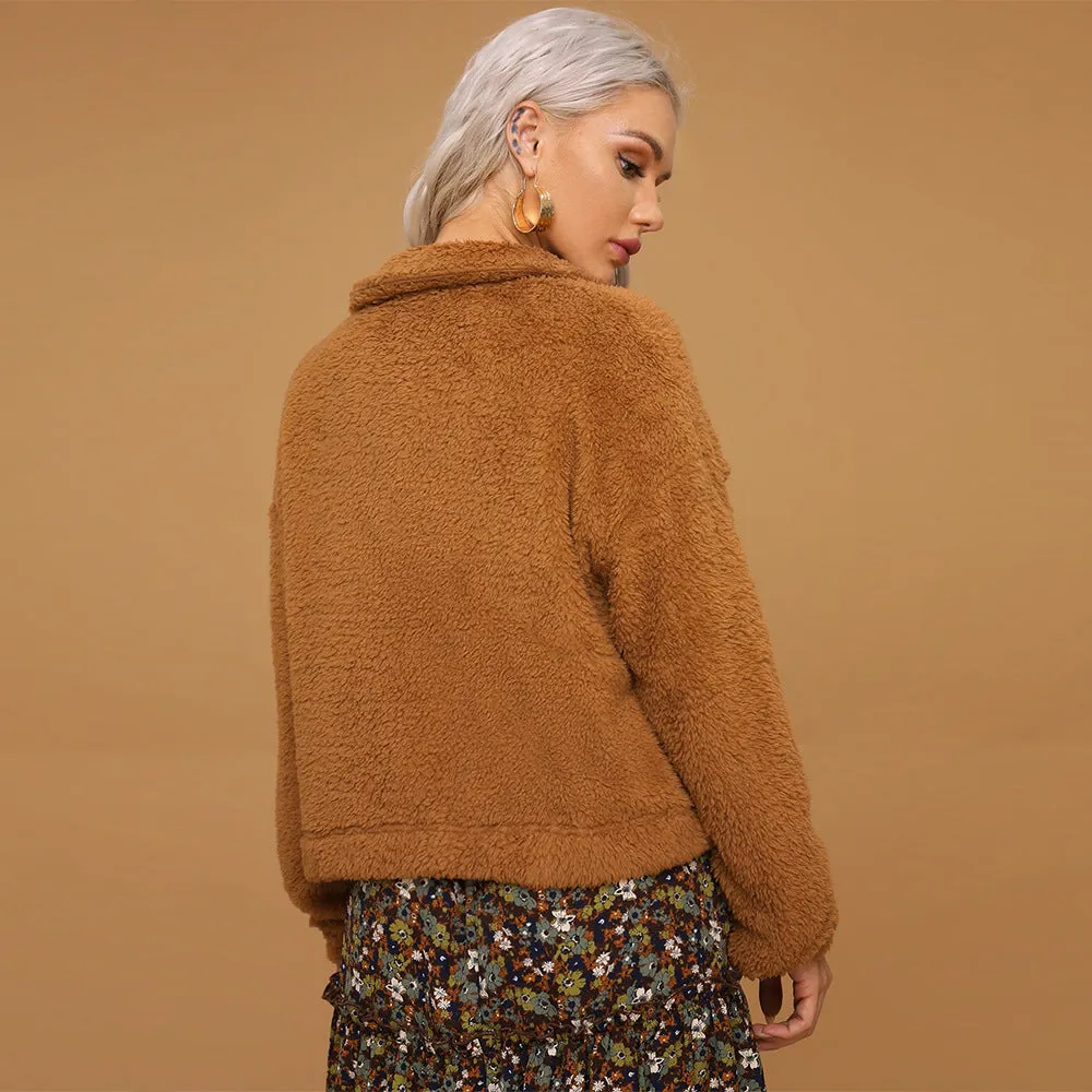 Warm Solid Color Wholesale Coats And Jackets Short Women Tops