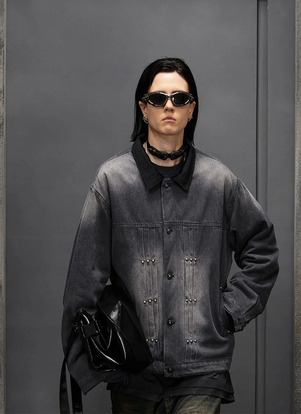 Washed Aged Gradient Denim Jacket