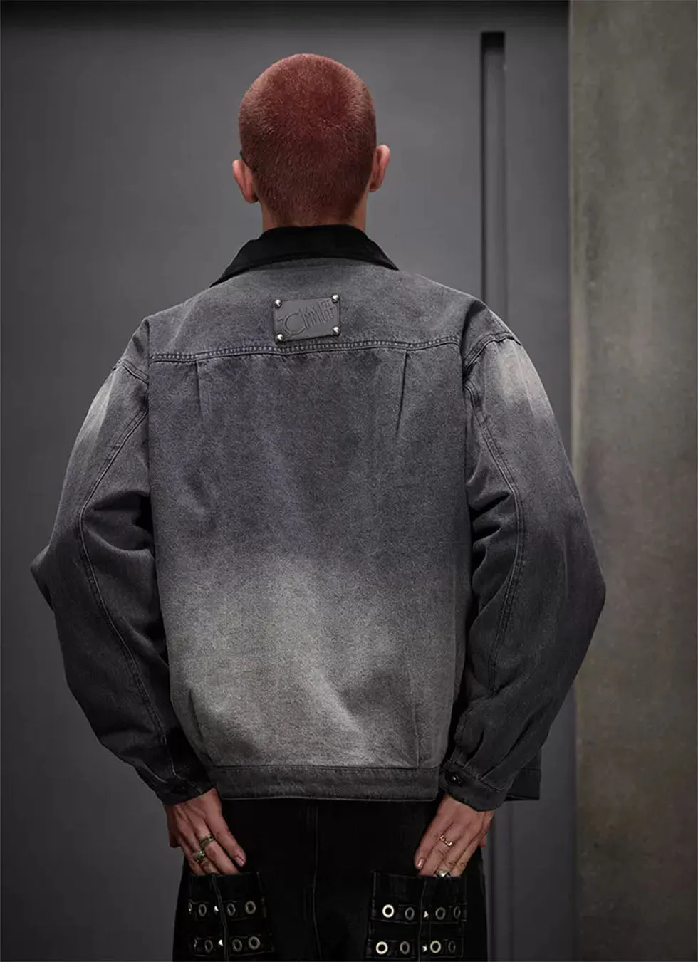 Washed Aged Gradient Denim Jacket
