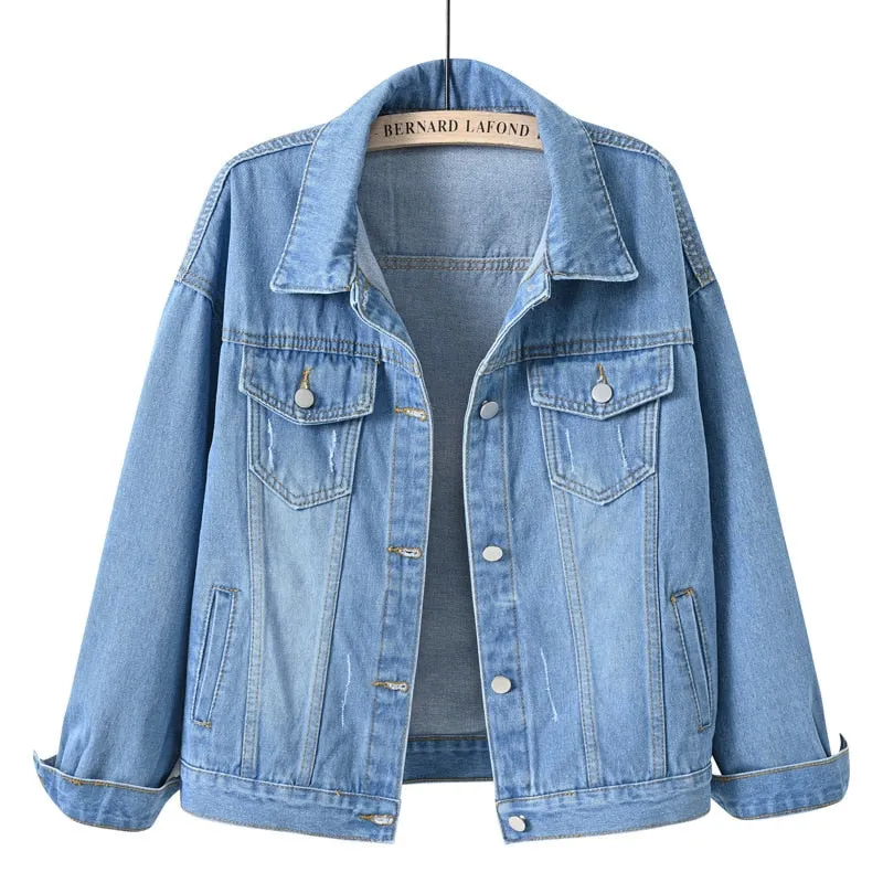Women's Denim Jacket Spring Autumn Short Coat Pink Jean Jackets