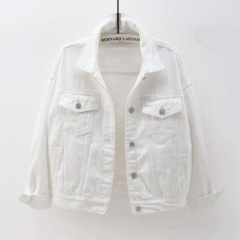 Women's Denim Jacket Spring Autumn Short Coat Pink Jean Jackets