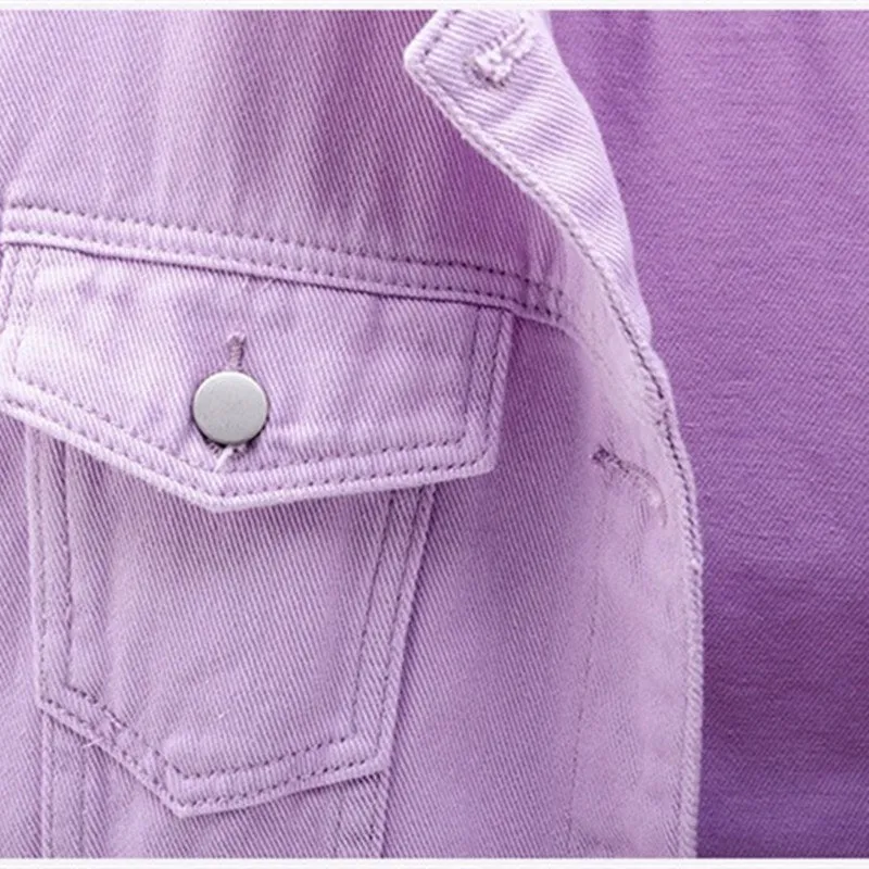 Women's Denim Jacket Spring Autumn Short Coat Pink Jean Jackets