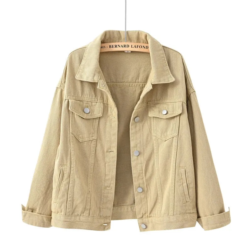 Women's Denim Jacket Spring Autumn Short Coat Pink Jean Jackets