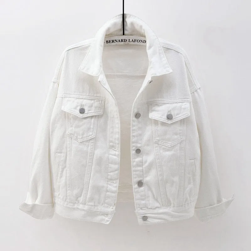 Women's Denim Jacket Spring Autumn Short Coat Pink Jean Jackets