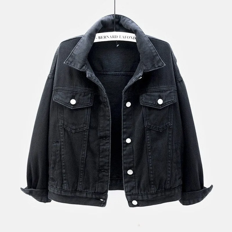 Women's Denim Jacket Spring Autumn Short Coat Pink Jean Jackets