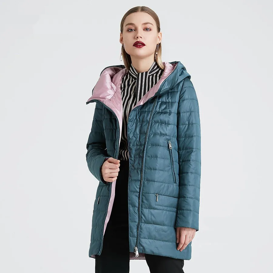 Women's Spring/Autumn Polyester Windproof Warm Coat