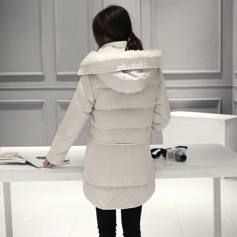 Women's Winter Casual Warm Wool Padded Hooded Coat