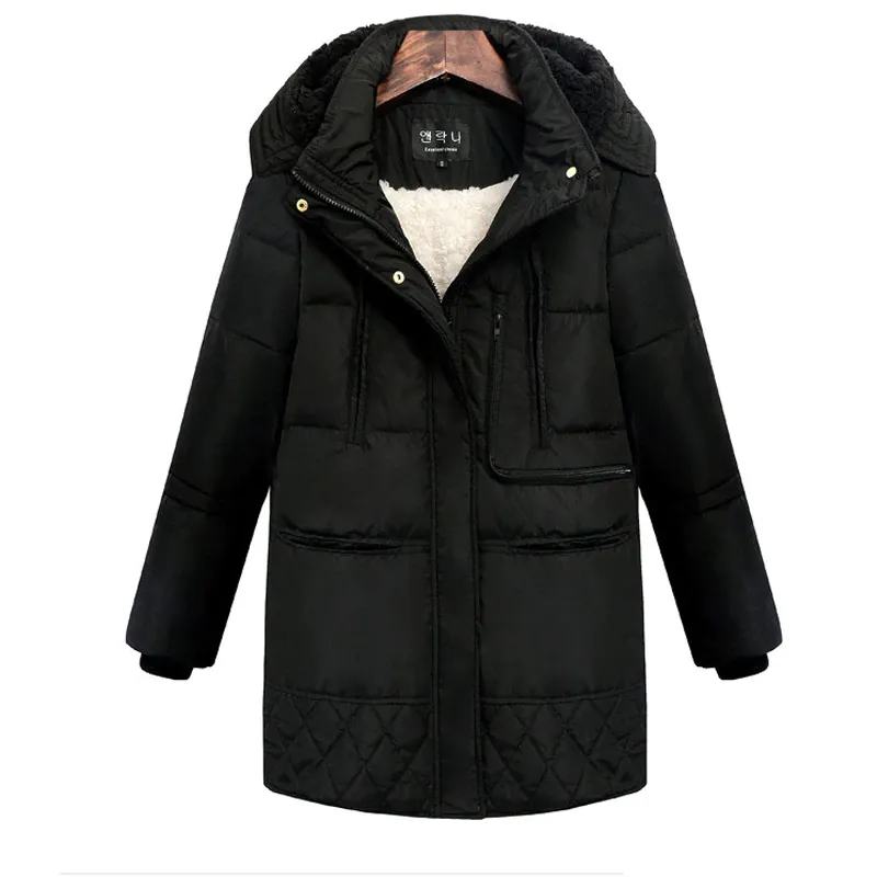 Women's Winter Casual Warm Wool Padded Hooded Coat
