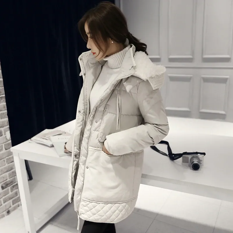 Women's Winter Casual Warm Wool Padded Hooded Coat
