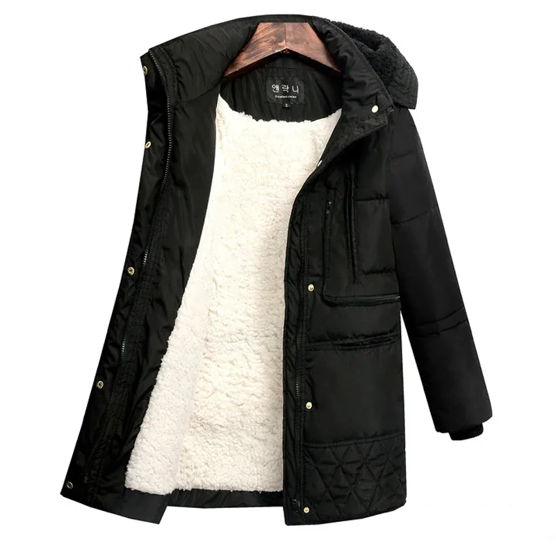Women's Winter Casual Warm Wool Padded Hooded Coat