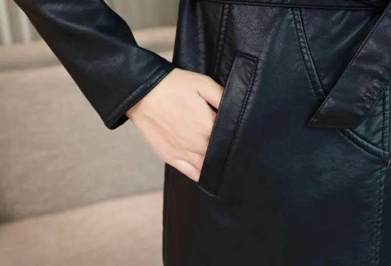 Women's Winter Warm Leather Coat
