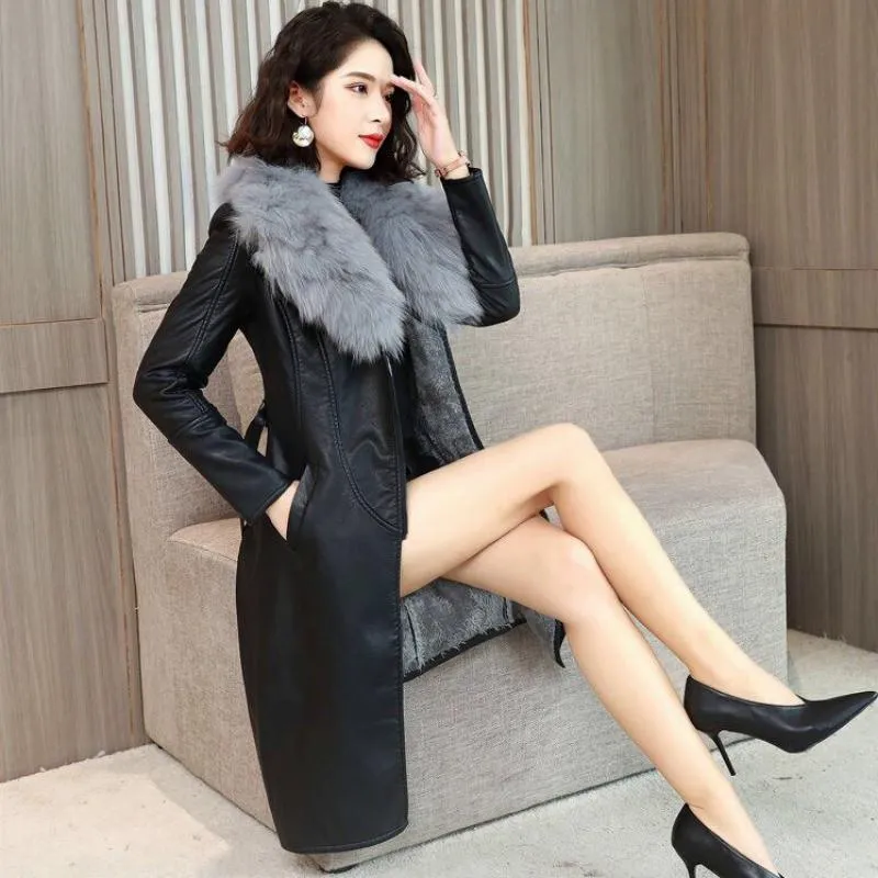 Women's Winter Warm Leather Coat
